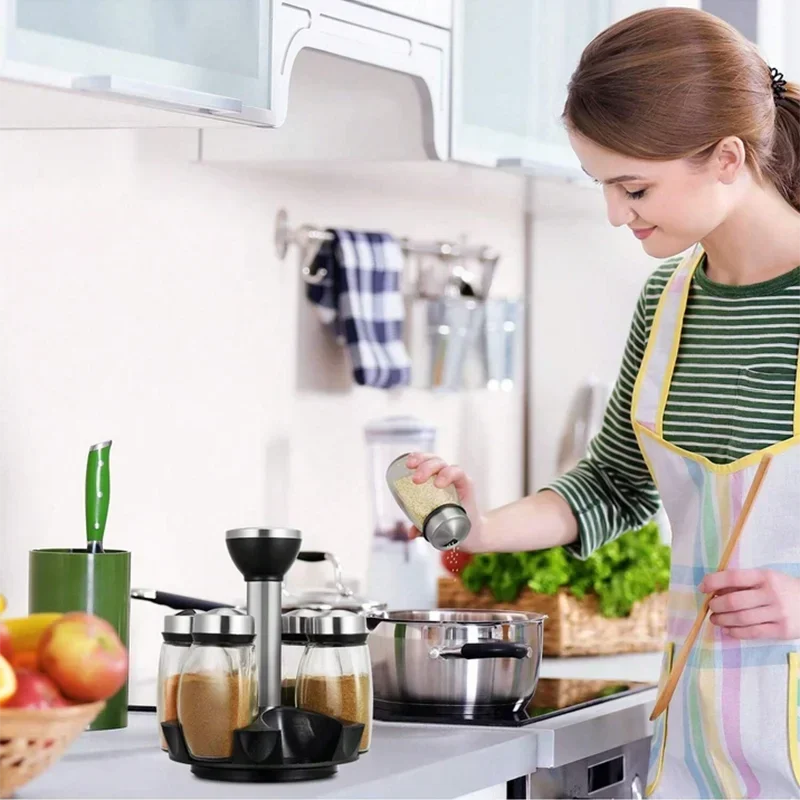 Organizador de Especias Giratorio – Set de Frascos Moderno para Cocina Elegante