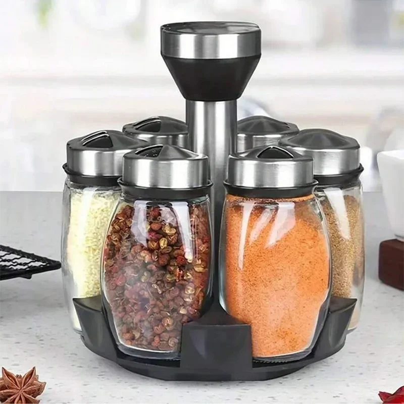 Organizador de Especias Giratorio – Set de Frascos Moderno para Cocina Elegante