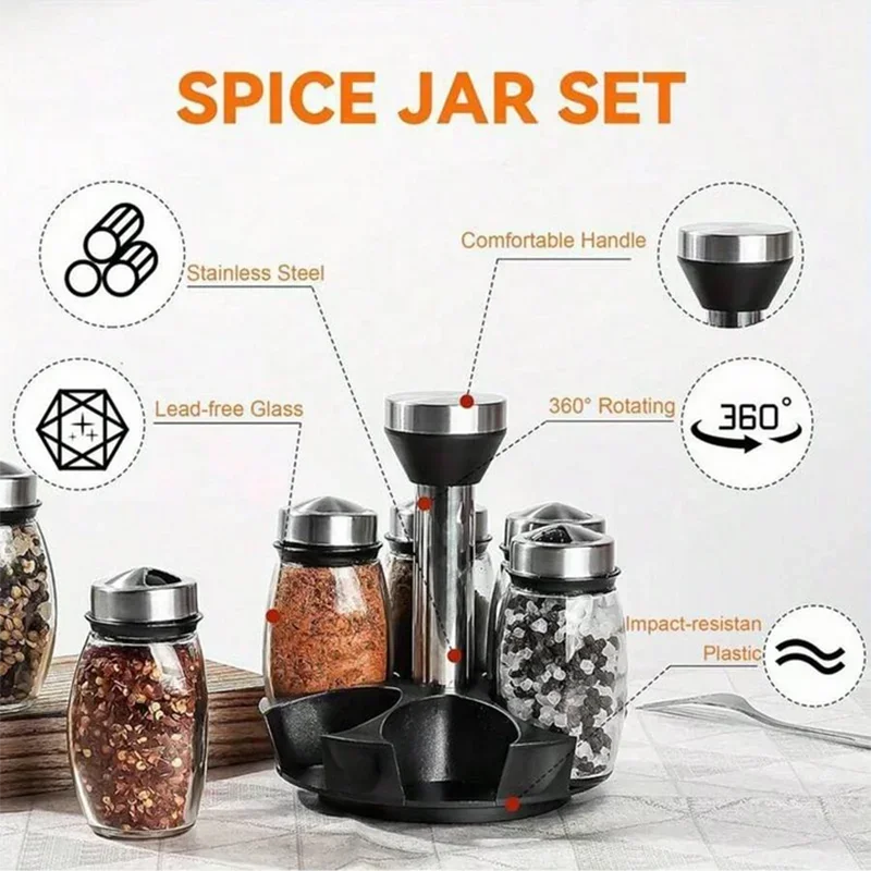 Organizador de Especias Giratorio – Set de Frascos Moderno para Cocina Elegante